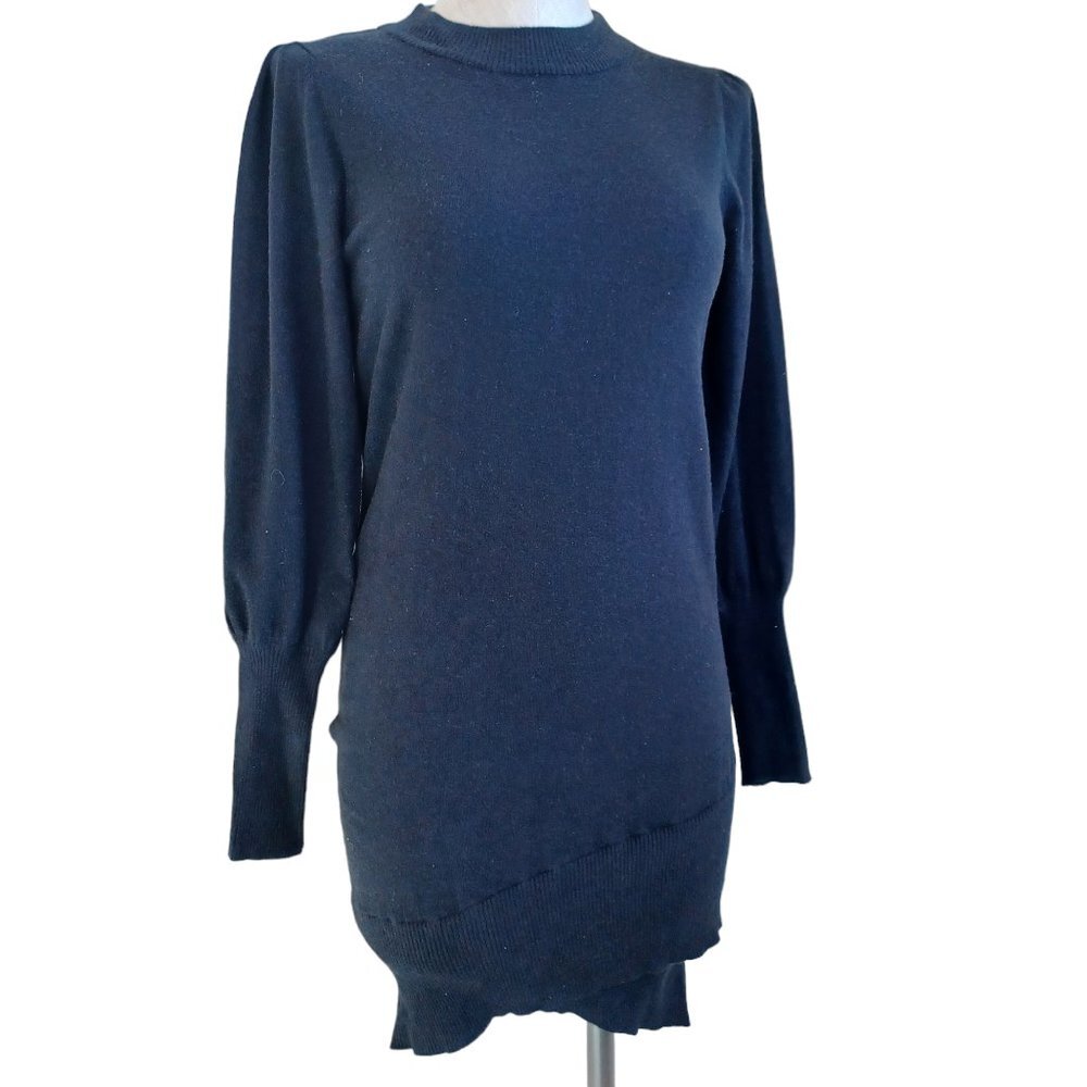 Betsey Johnson Sweater Dress Black High Neck‎ Long Sleeves Womens Medium